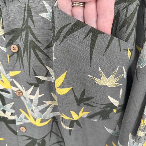Tommy Bahama Shirt Mens XXL Silk Gray Floral Button Up Tropical Coastal - Picture 5 of 7
